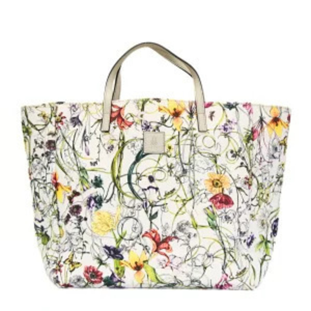 Gucci Flower Tote Bag Canvas White - Picture 2 of 7